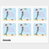 Miss Mermaid Party Matching Dank u Vierkante Sticker (Vel)