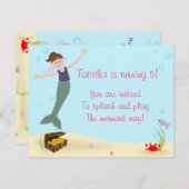 Miss Mermaid Party Uitnodiging (Voorkant / Achterkant)