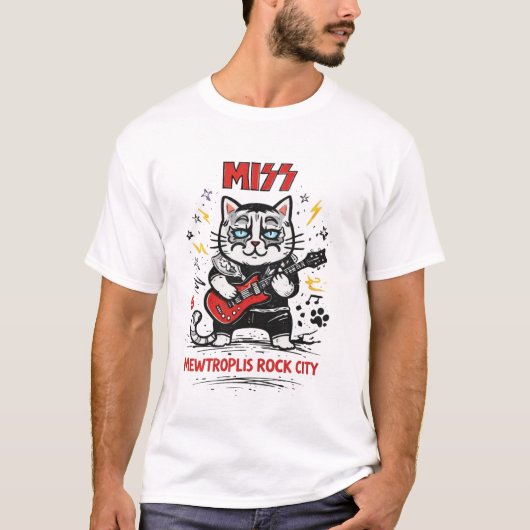MISS – Mewtropolis Rock City Cat Parody T-shirt (Voorkant)