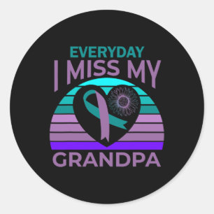 Miss mijn opa hart zelfmoord bewustzijn kleindocht ronde sticker