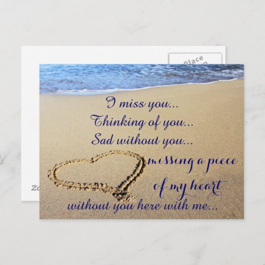 Miss Missing Sad Lonely Heart Broken Briefkaart (Voorkant / Achterkant)