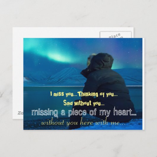 Miss Missing Sad Lonely Heart Broken Briefkaart (Voorkant / Achterkant)