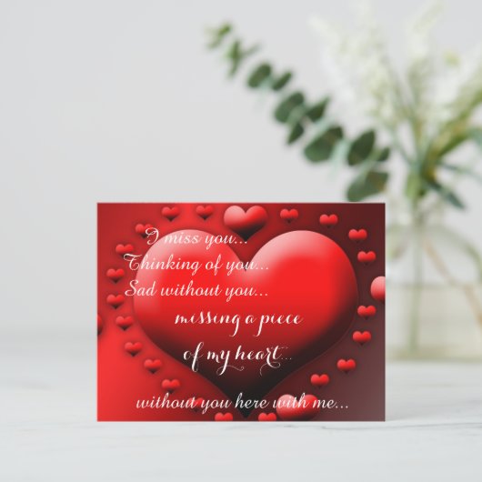 Miss Missing Sad Lonely Heart Broken Briefkaart (Staand voorkant)