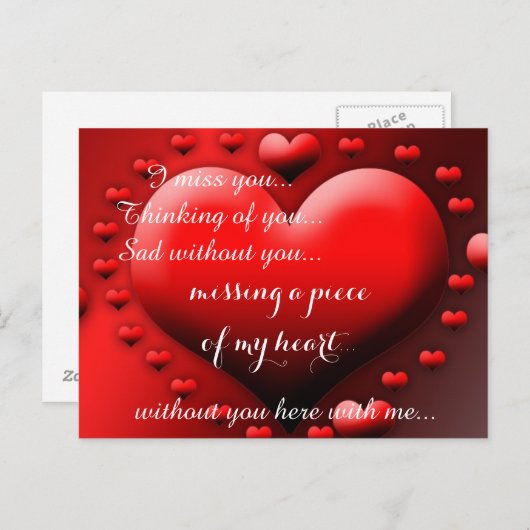 Miss Missing Sad Lonely Heart Broken Briefkaart (Voorkant / Achterkant)