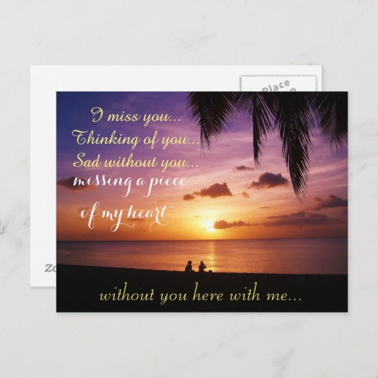 Miss Missing Sad Lonely Heart Broken Briefkaart (Voorkant / Achterkant)