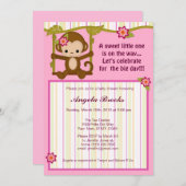 Miss Monkey Baby Shower Invitations Girl Kaart (Voorkant / Achterkant)