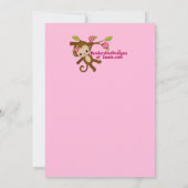 Miss Monkey Baby Shower Invitations Girl Kaart (Achterkant)