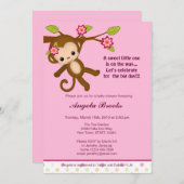 Miss Monkey Baby Shower Invitations Girl Kaart (Voorkant / Achterkant)