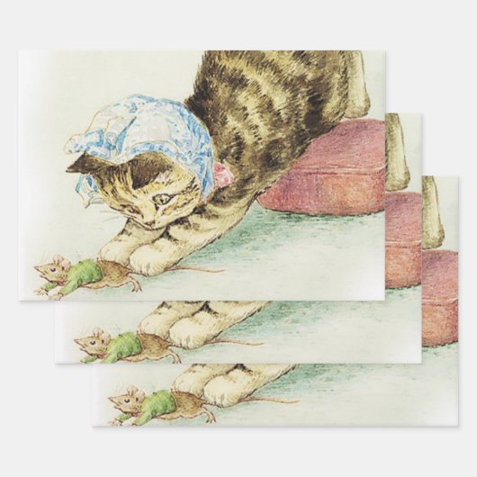 “Miss Moppet Chases a Mouse” by Beatrix Potter Inpakpapier Vel (Set)