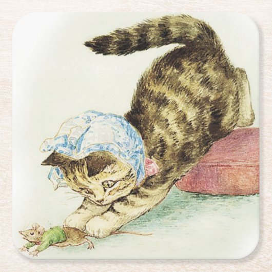 "Miss Moppet Chases a Mouse" by Beatrix Potter Kartonnen Onderzetters (Voorkant)