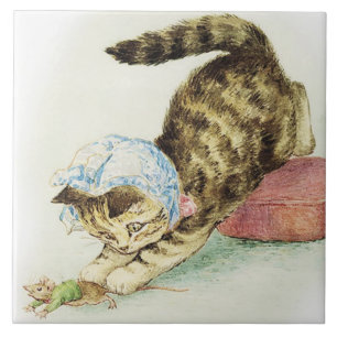 "Miss Moppet Chases a Mouse" by Beatrix Potter Tegeltje