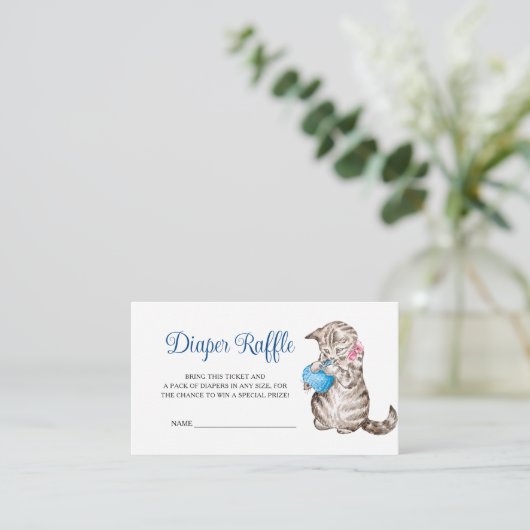 Miss Moppet Kitten Baby Shower Diaper Raffle Informatiekaartje (Staand voorkant)