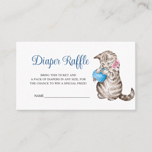 Miss Moppet Kitten Baby Shower Diaper Raffle Informatiekaartje (Voorkant)