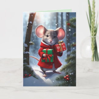 Miss Mousie met geschenken Feestdagen Kaart