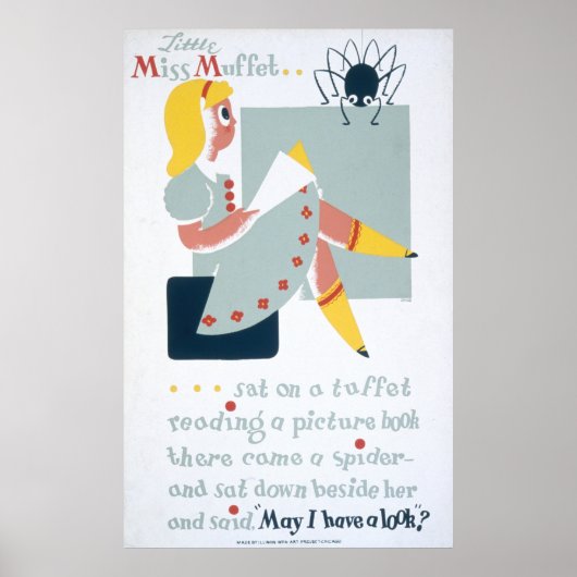  Miss Muffet die het Poster van WPA leest (Voorkant)