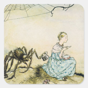 Miss Muffet door Arthur Rackham Vierkante Sticker