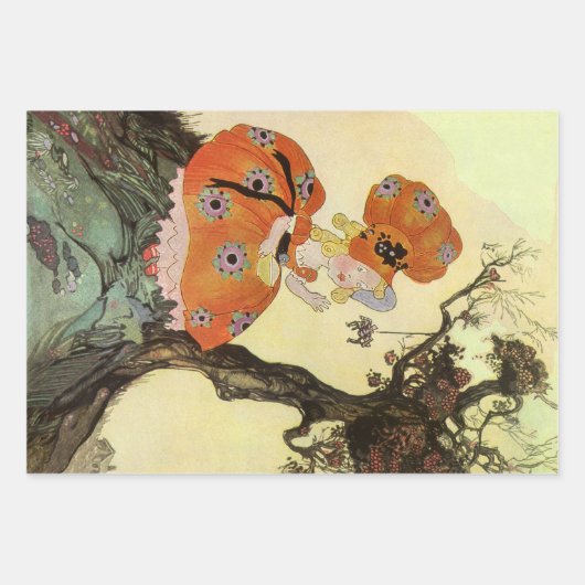 Miss Muffet en Spider, Moeder Goose Inpakpapier Vel (Voorkant)