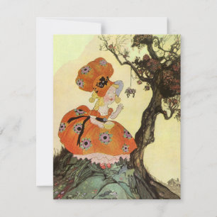 Miss Muffet en Spider,  Moeder Goose Kaart