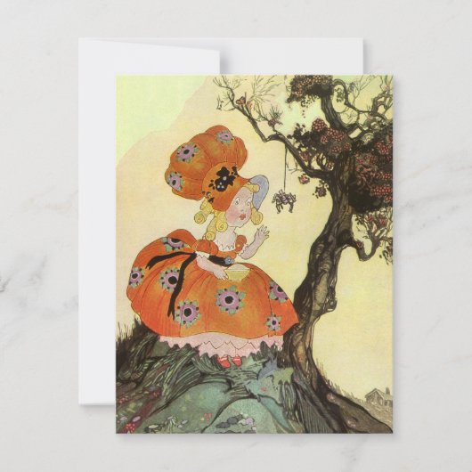 Miss Muffet en Spider,  Moeder Goose Kaart (Voorkant)