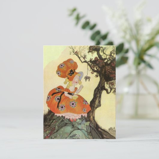 Miss Muffet en Spider,  Moeder Goose Kaart (Staand voorkant)