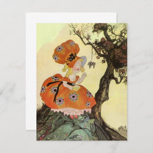 Miss Muffet en Spider,  Moeder Goose Kaart (Voorkant / Achterkant)