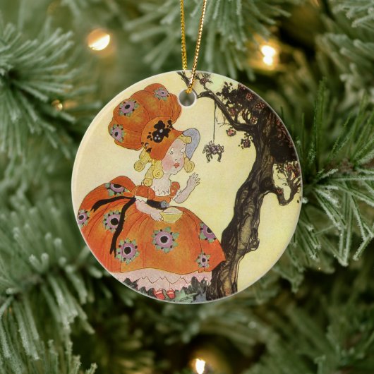 Miss Muffet en Spider,  Moeder Goose Keramisch Ornament (Boom)