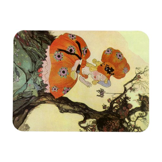 Miss Muffet en Spider,  Moeder Goose Magneet (Horizontaal)