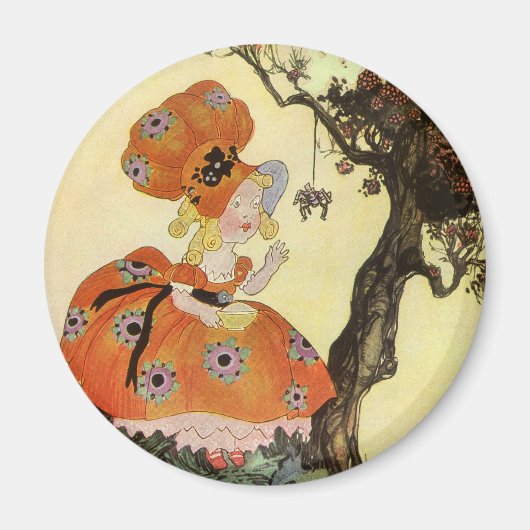 Miss Muffet en Spider,  Moeder Goose Magneet (Voorkant)