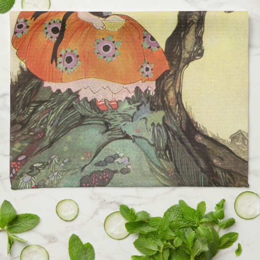 Miss Muffet en Spider,  Moeder Goose Theedoek (Gevouwen)