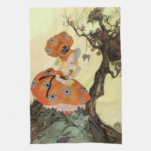 Miss Muffet en Spider,  Moeder Goose Theedoek (Verticaal)