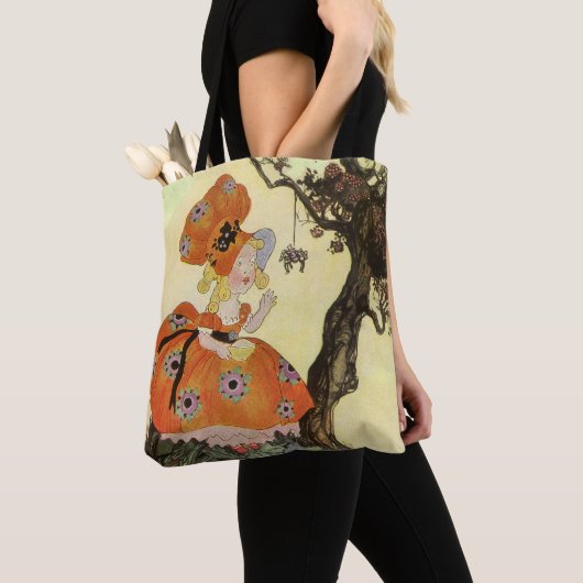 Miss Muffet en Spider, Moeder Goose Tote Bag (Dichtbij)