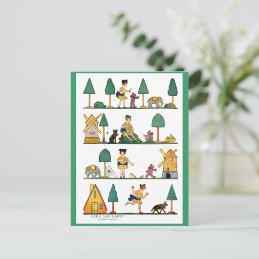  Miss Muffet Illustratie van 1920 Briefkaart (Staand voorkant)