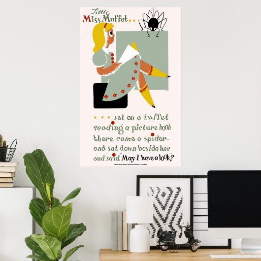 Miss Muffet. poster 1940 bevordering van lezen (Thuiskantoor)