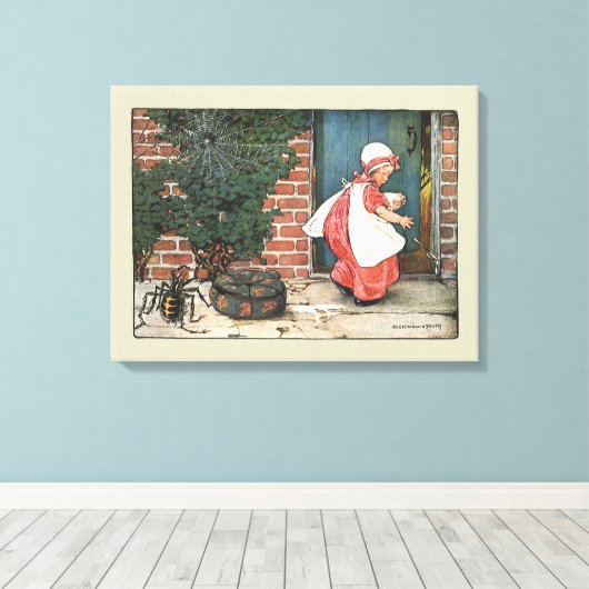 Miss Muffet Spider Nursery Rhyme Canvas Afdruk (Insitu (Houten vloer))