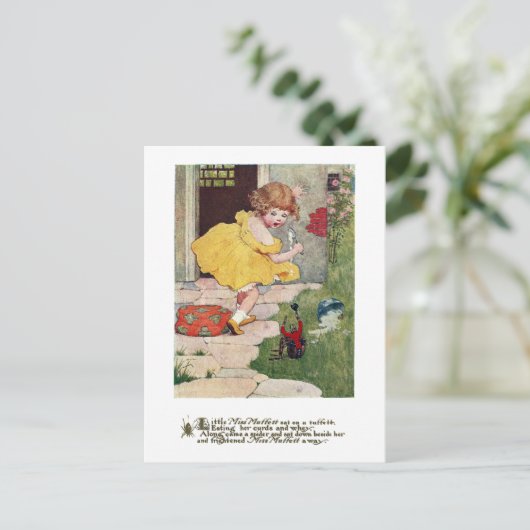 Miss Muffett en Spider  Nursery Rhyme Briefkaart (Staand voorkant)