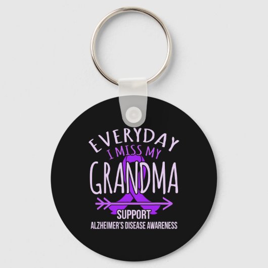 Miss My Grandma Alzheimer's Disease Awareness Ribb Sleutelhanger (Voorkant)