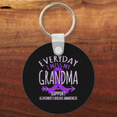 Miss My Grandma Alzheimer's Disease Awareness Ribb Sleutelhanger (Voorkant)