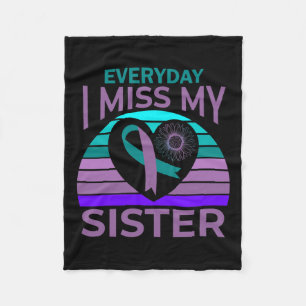 Miss My Sister Heart Ribbon Suicide Awareness Brot Fleece Deken