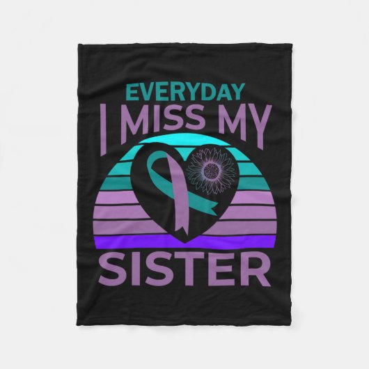 Miss My Sister Heart Ribbon Suicide Awareness Brot Fleece Deken (Voorkant)