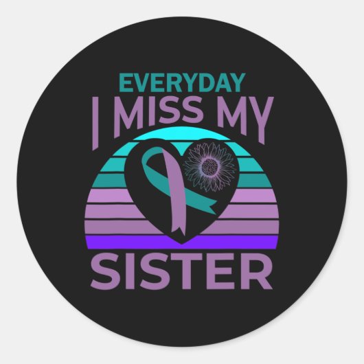 Miss My Sister Heart Ribbon Suicide Awareness Brot Ronde Sticker (Voorkant)