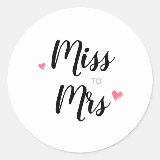Miss naar mevrouw bruiloft gunst sticker (Voorkant)