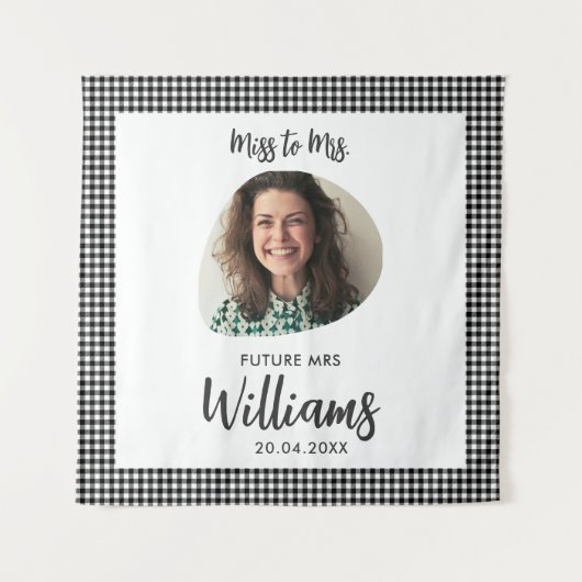 Miss naar Mrs Banner Boho Bruiloftsfeest Wandkleed (Voorkant)
