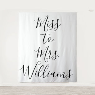 Miss naar Mrs Banner Bruidsfeest Achtergrond Wandkleed