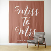 Miss naar Mrs Banner Modern Bruiloft Feest Achterg Wandkleed (In situ)
