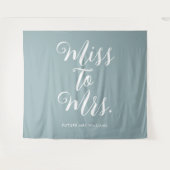 Miss naar Mrs Banner Moderne Bruidsborrel Blauw Wandkleed (Voorkant (horizontaal))
