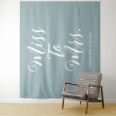 Miss naar Mrs Banner Moderne Bruidsborrel Blauw Wandkleed (In situ)