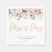 Miss naar Mrs Blush Floral Vrijgezellenfeest serve Servet (Voorkant)