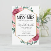 Miss naar Mrs Bridal Shower Invitation Sjabloon Kaart (Staand voorkant)