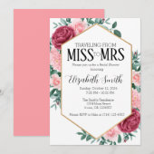 Miss naar Mrs Bridal Shower Invitation Sjabloon Kaart (Voorkant / Achterkant)