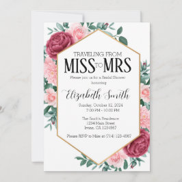 Miss naar Mrs Bridal Shower Invitation Sjabloon Kaart